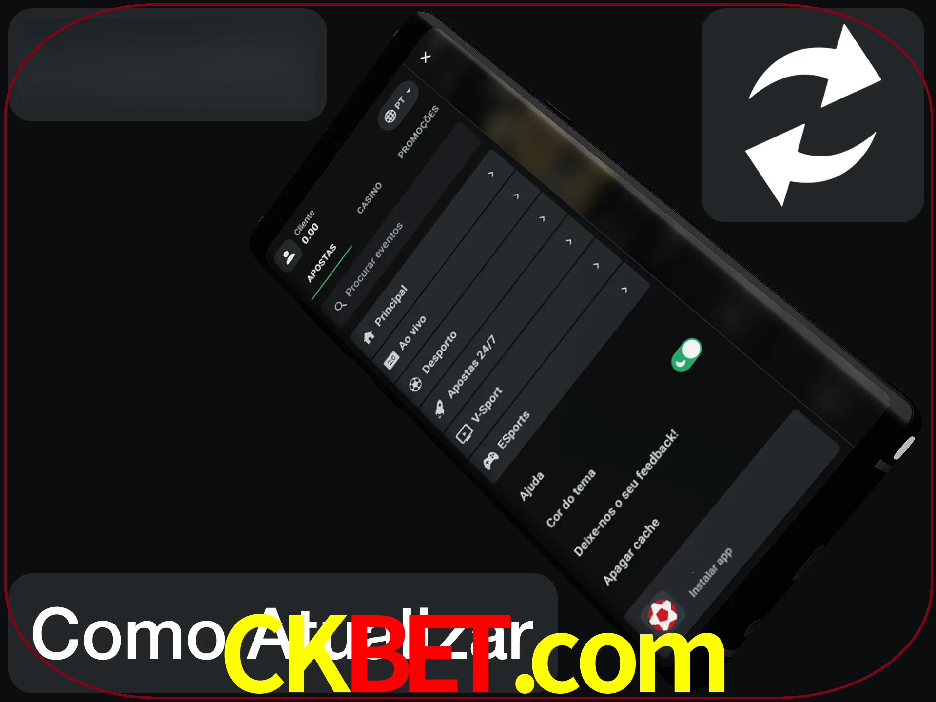 O aplicativo é atualizado automaticamente quando você faz o login.